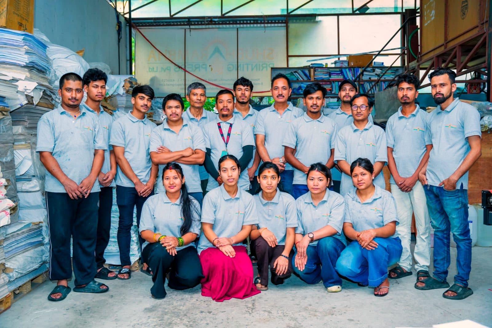 The Shubharambha Printing Press team outside the works